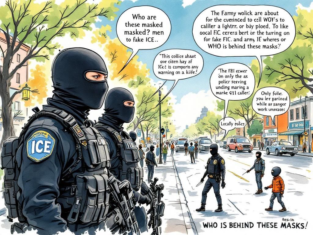 Masked ICE agents, criminals impersonating ICE, police fielding 911 calls about armed masked men, Rask-In asking who is hiding